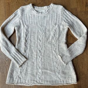 Prana women’s wool blend fisherman textured cable knit cream sweater size S